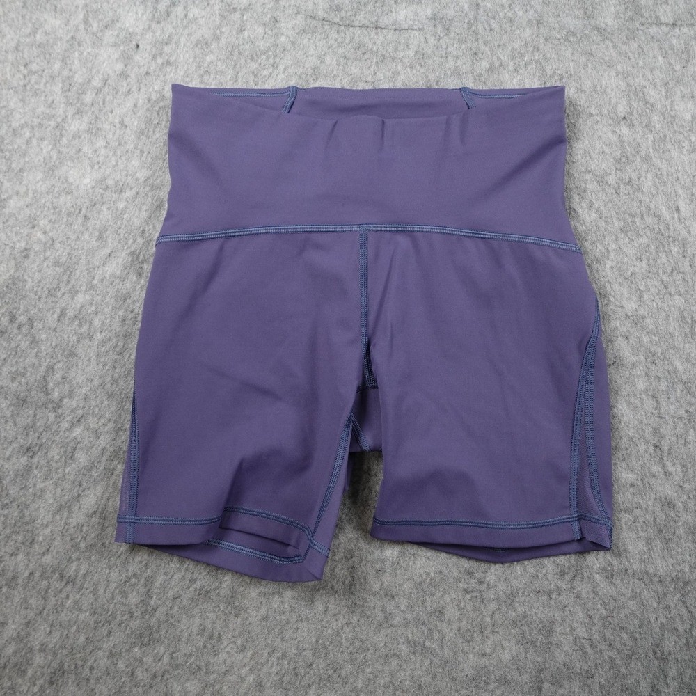 Lululemon Shorts Women 6 Purple Train Times 6"‎ Biker Moody Blues Lace Inset